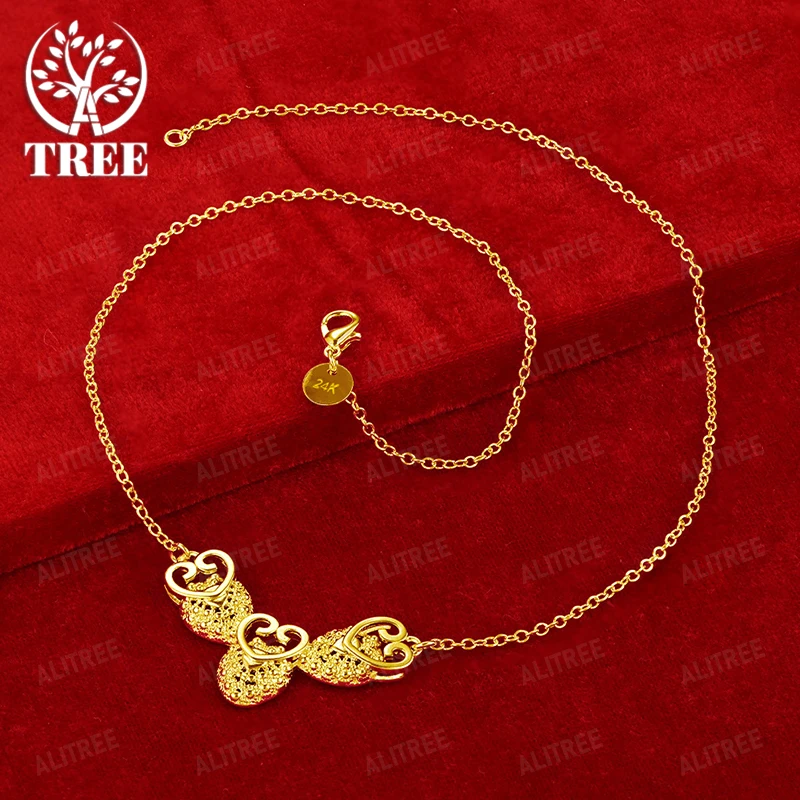 

45cm 18k Gold Heart Pendant Necklace O Chain Women Charm Wedding Banquet Party Beautiful Elegant Jewelry Versatile Accessories