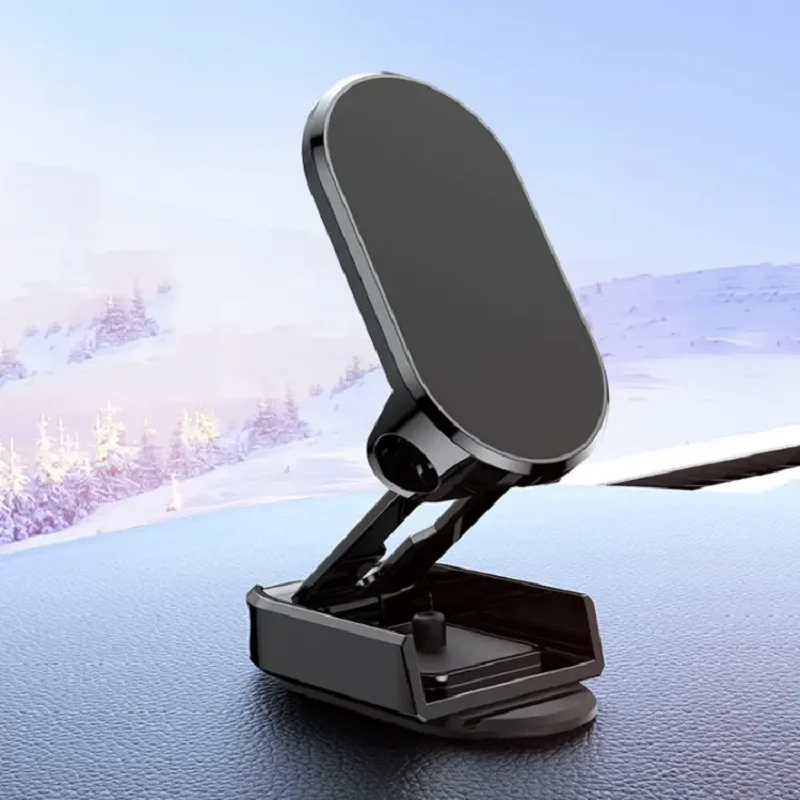 Magnetic Mobile Phone Holder For Car Metal Creative Car Folding Height Adjustable Positioning Rotating Auto Universal Holder