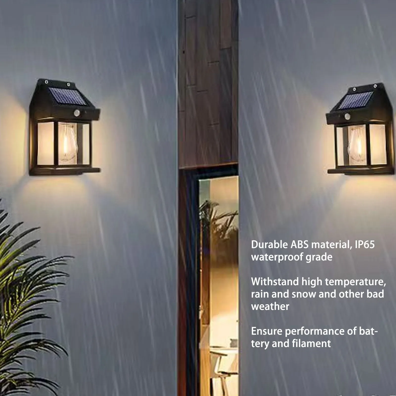 Luz Solar de pared de tungsteno para exteriores, lámpara de interacción con Sensor, accesorios de iluminación Exterior, montaje en pared IP65, resistente al agua, color negro
