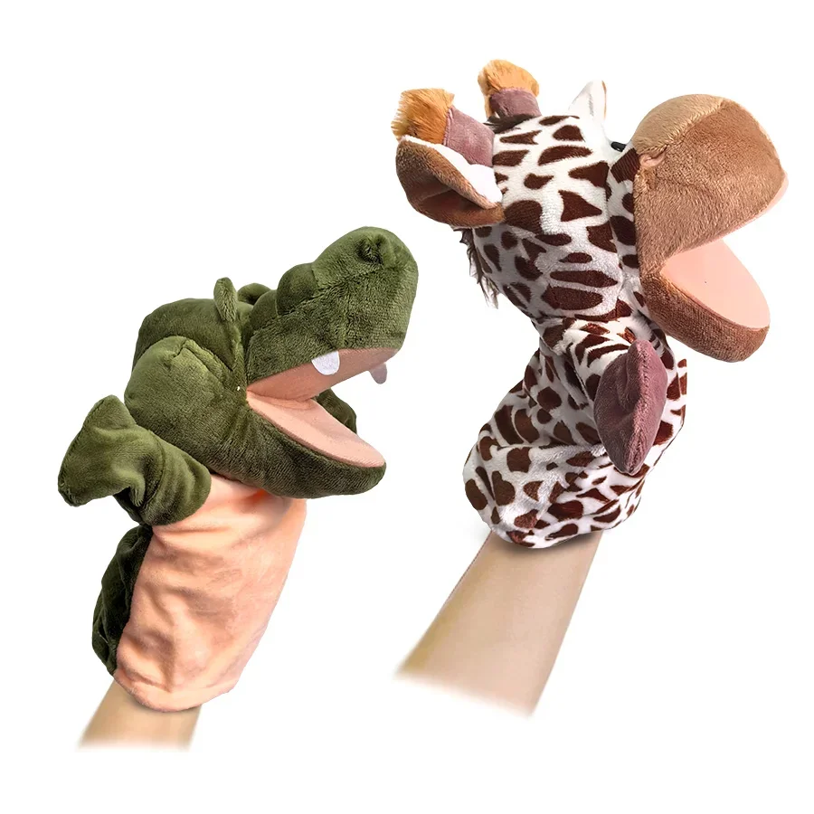 Figuras de animales de peluche para niños, muñecos de peluche suaves, decoración de fiesta de caballo, marioneta de dedo de mano Kawaii para niños