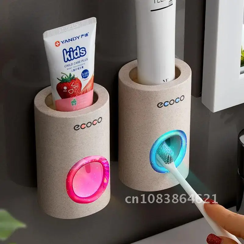 

Automatic Toothpaste Dispenser Wheat Wall Mounted Home Toothpaste Squeezer Dust-proof Toothbrush Holder Bathroom Accessories