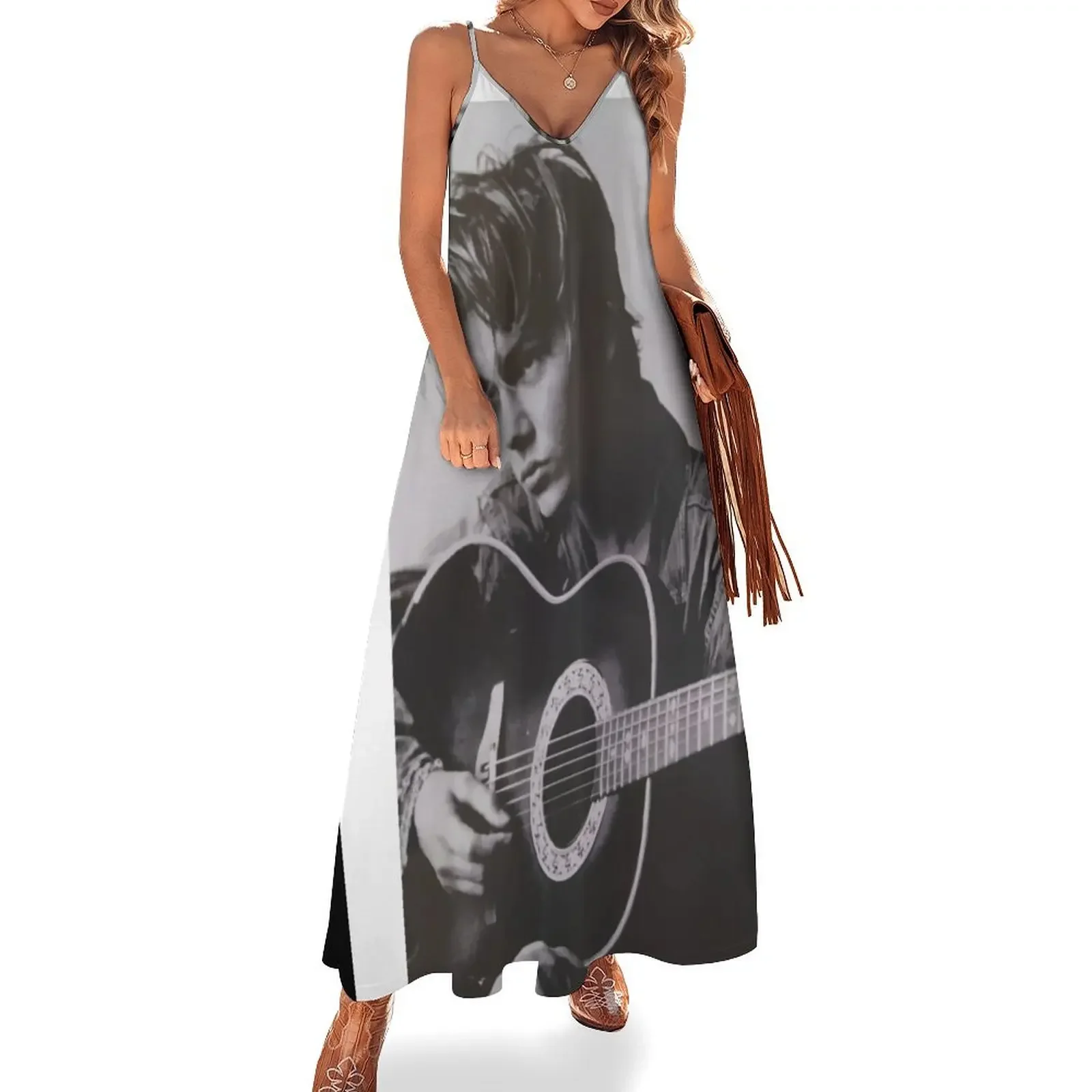 

RIVER PHOENIX PLAYING THE GUITAR WITH MELANCOLIC AIR Sleeveless Dress sexy dress for women prom clothes