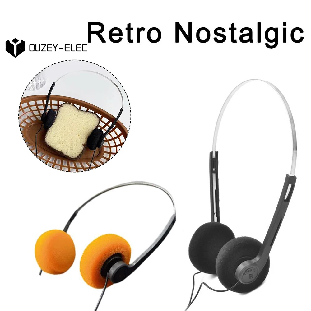 Headphone Stereo berkabel Retro pada telinga bando dapat diatur untuk musik Mp3 Walkman pemutar CD alat peraga foto mode olahraga Komputer