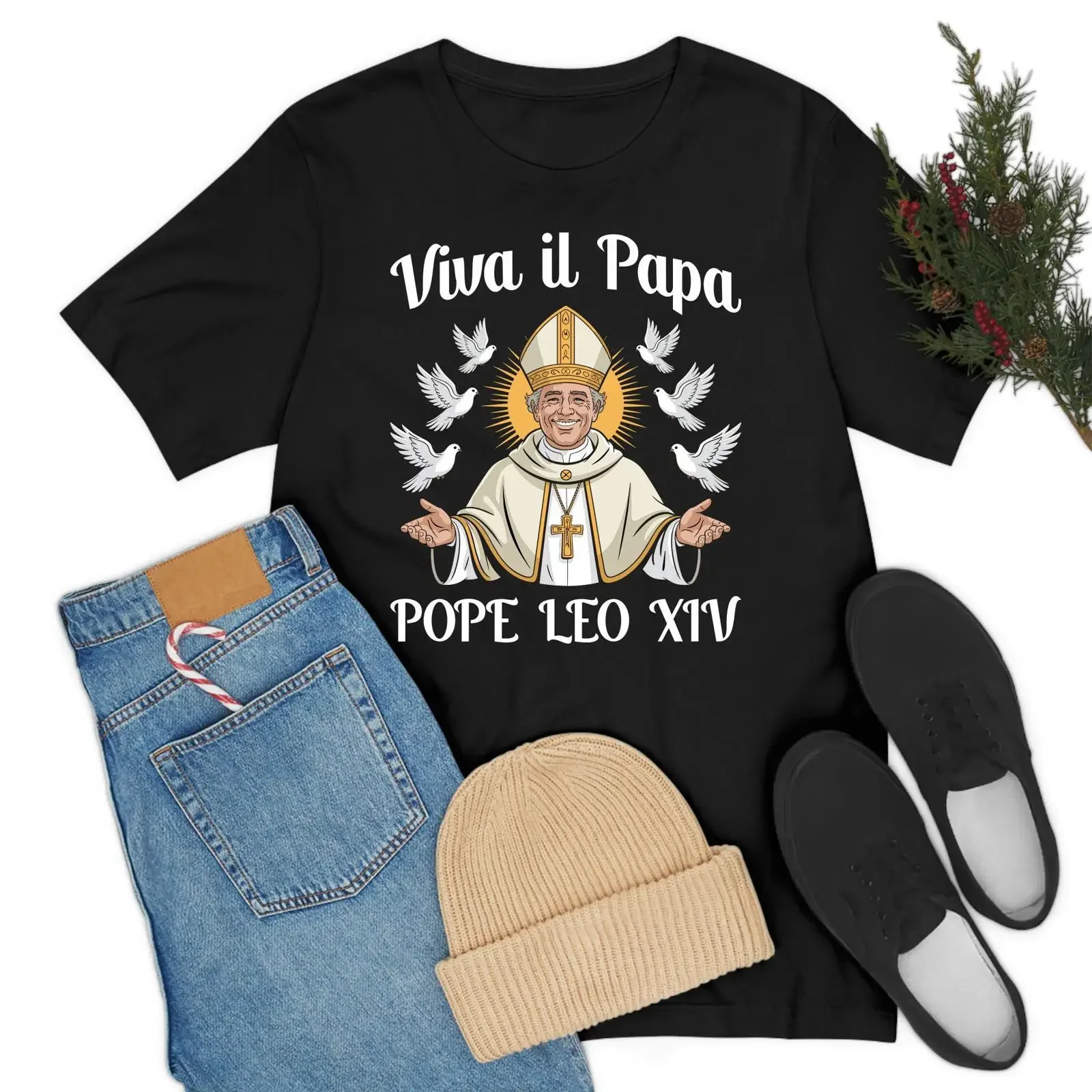 Viva il Papa Pope Leo XIV Spiritual Blessing T Shirt For  vintage Washed streetwear Versatile Unisex Slightly Breathable