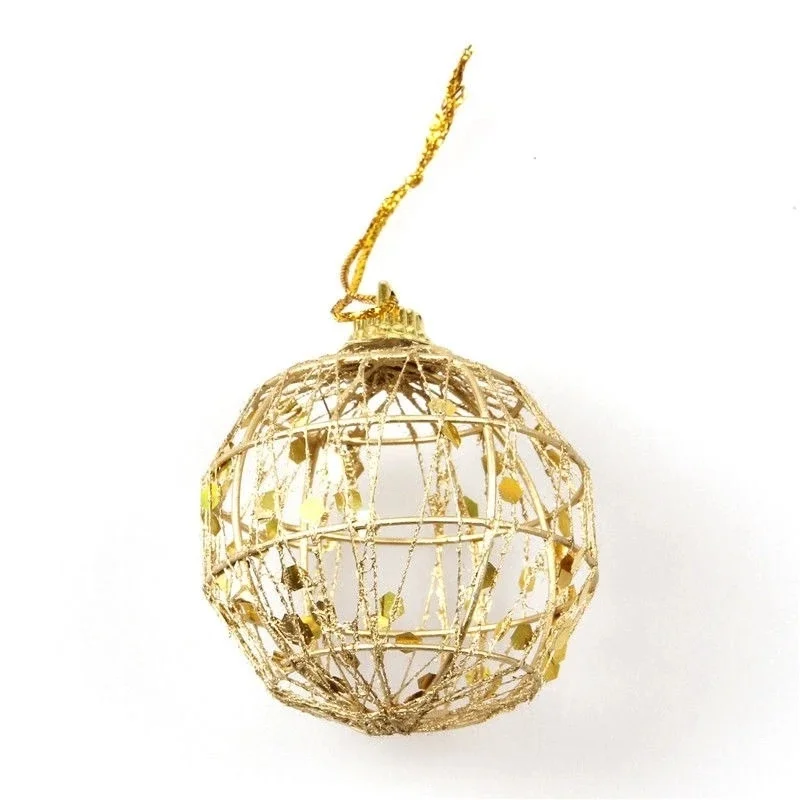 6pcs Golden Ball Christmas Tree Accessories Exquisite Festival Knitting Ball Home Party Decoration Shatterproof Hanging Ornament