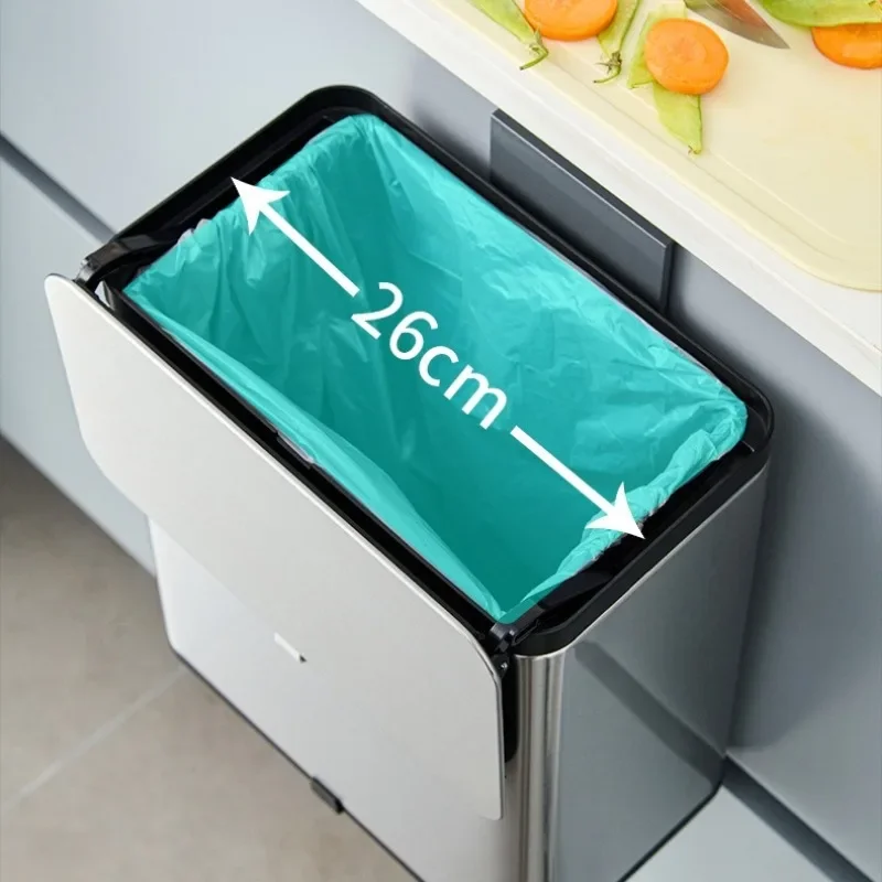 Creative Stainless Steel Wall Mount Waste Bin Kitchen Convenience Buckets Lidded Large Bucket Indoor Household Cleaning Tools Ac