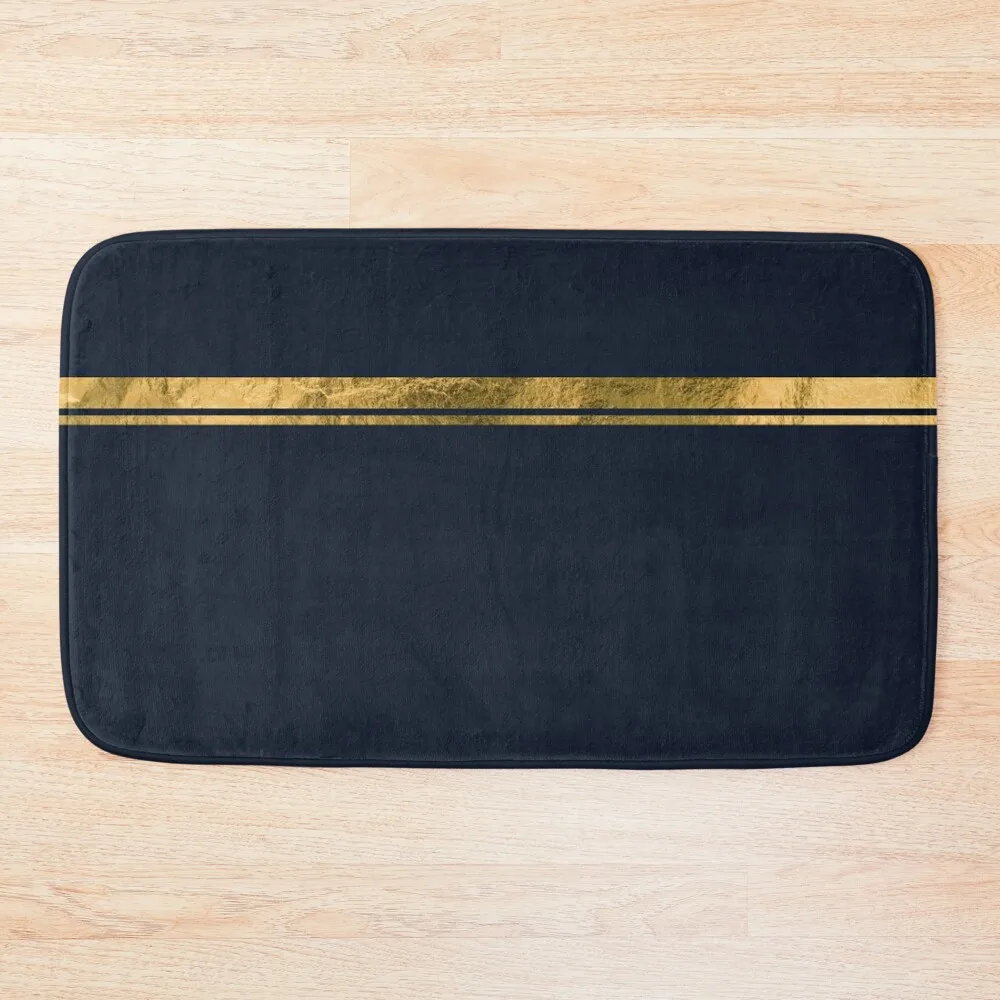 

Navy Blue and Gold Minimalist Bath Mat Rugs Baths Water Absorbent Mat