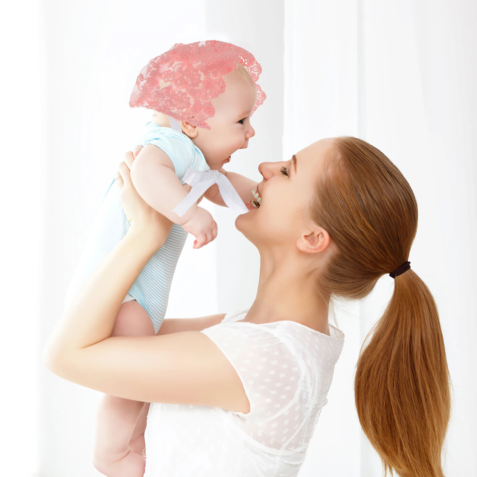 

Шапка для крещения, топпер, шляпы, кружевной капот с оборками для крещения для девочек, красный для новорожденных