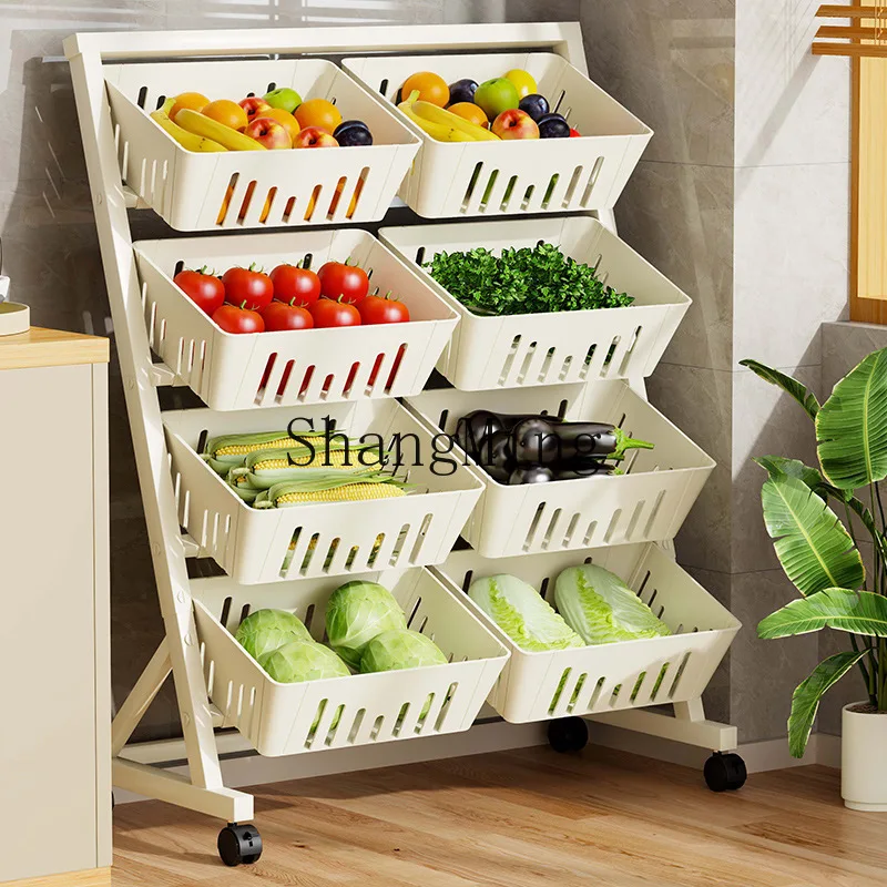 

FG small apartment movable storage basket large capacity net basket cart rack