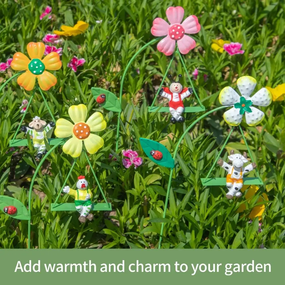 Interesting Metal Flower Fork Decoration Creative Cute Flower Arrangement Accessories Small Animal Swing Swing Ornament