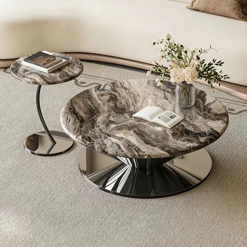 

Suspended water drop flying saucer living room round stainless steel combination table