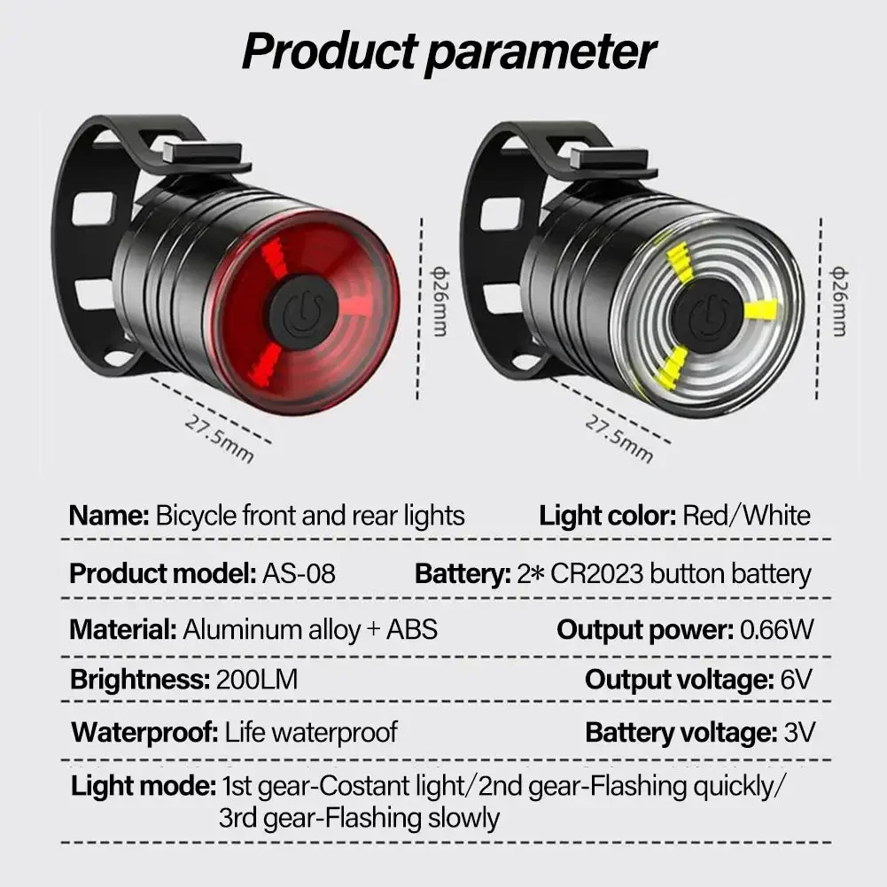 Luz trasera de aleación de aluminio para bicicleta, faro LED de advertencia para montar por la noche, accesorios para bicicleta de montaña