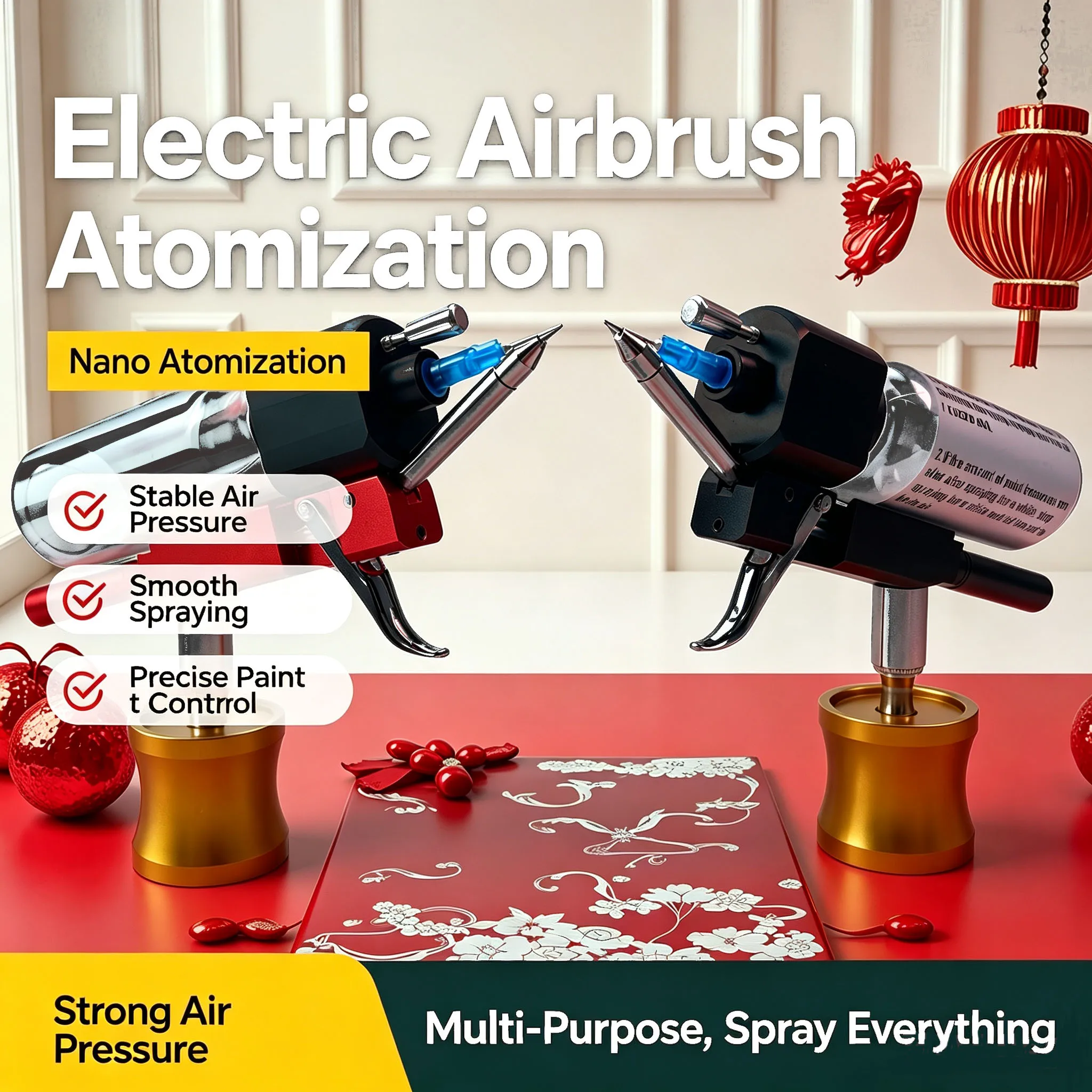 2nd‑Gen No‑Clean Airbrush Kit,15 Disposable Nozzles (0.2/0.3/0.5mm),Quick Color Change,for Model DIY Graffiti (40PSI+)