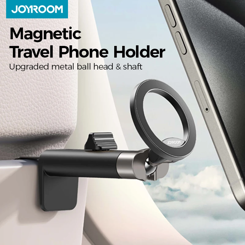 JOYROOM Airplane Phone Holder Travel Essentials 360° Metal Ball Titanium Universal Magnetic Phone Mount for iPhone 16 Pro Max