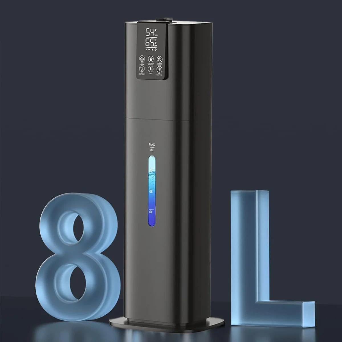 8L Top Fill Water Tall Floor Stand Big Large Capacity Cool Warm Mist Smart Ultrasonic Air Humidifier for Home Room Bedroom