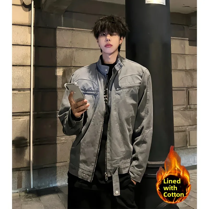 

ey Harington ort Cotton Jaet Men's Autumn Winter American Retro Waed Denim High Sensation Workwear Jaet Youth Faion
