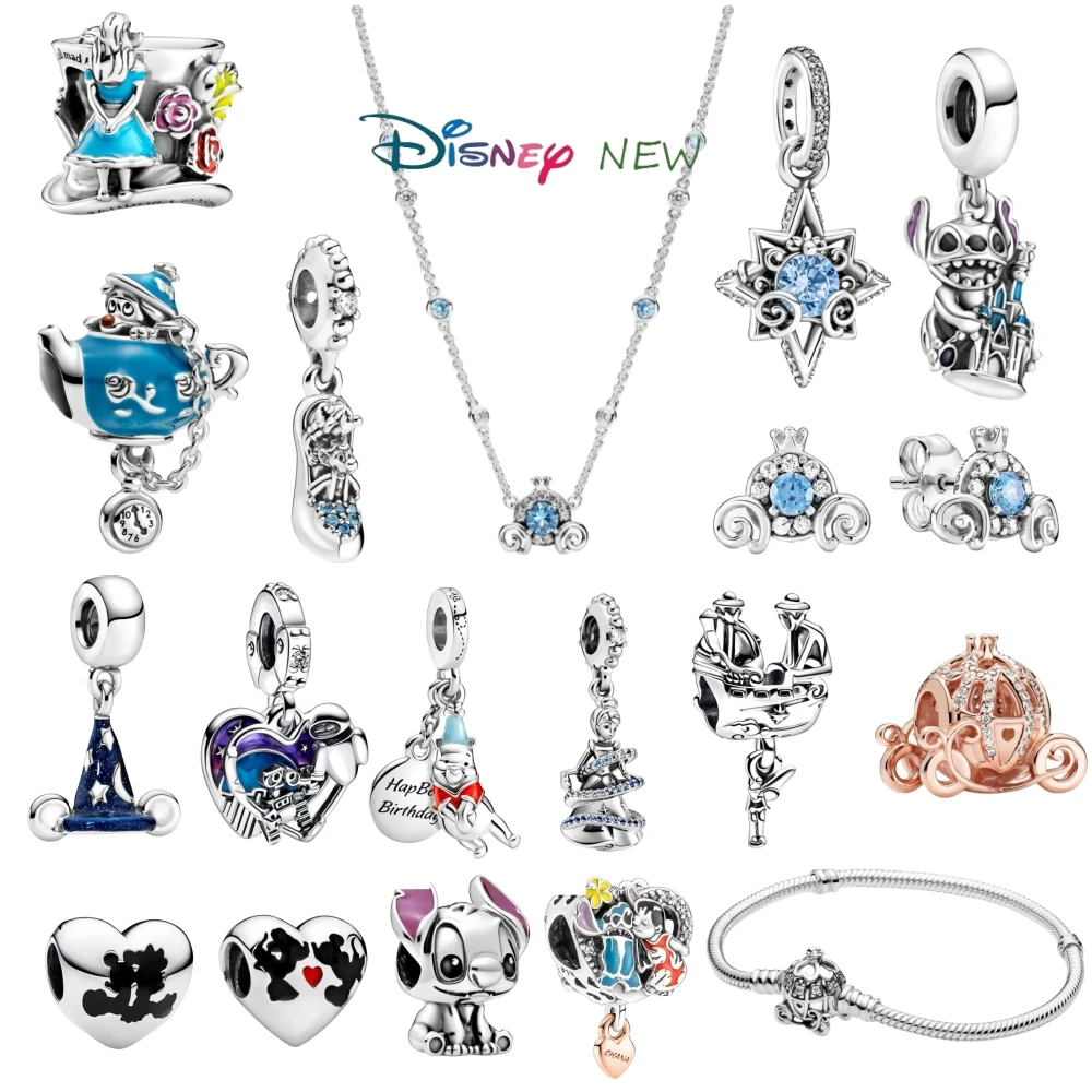 Disney-colgante de estrella azul de Cenicienta, pulsera de carruaje de calabaza, cadena de Collar, pendientes de carruaje de calabaza, regalo de joyería de moda