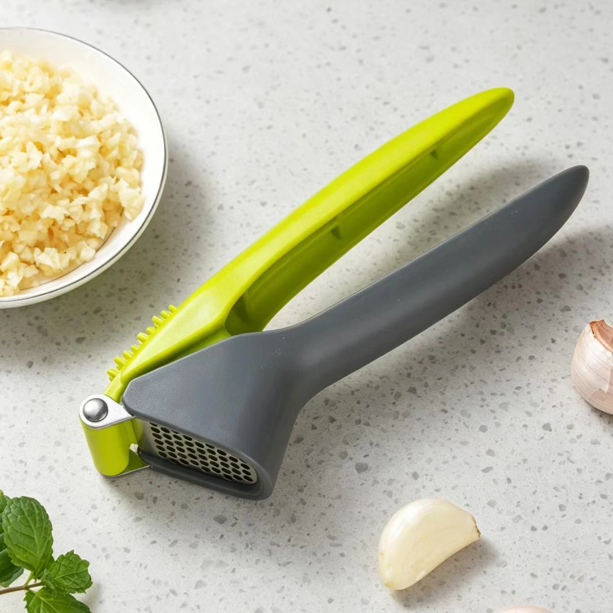 1PC-Manual press garlic peeler garlic press mixed color garlic grinder kitchen garlic press (random color order)