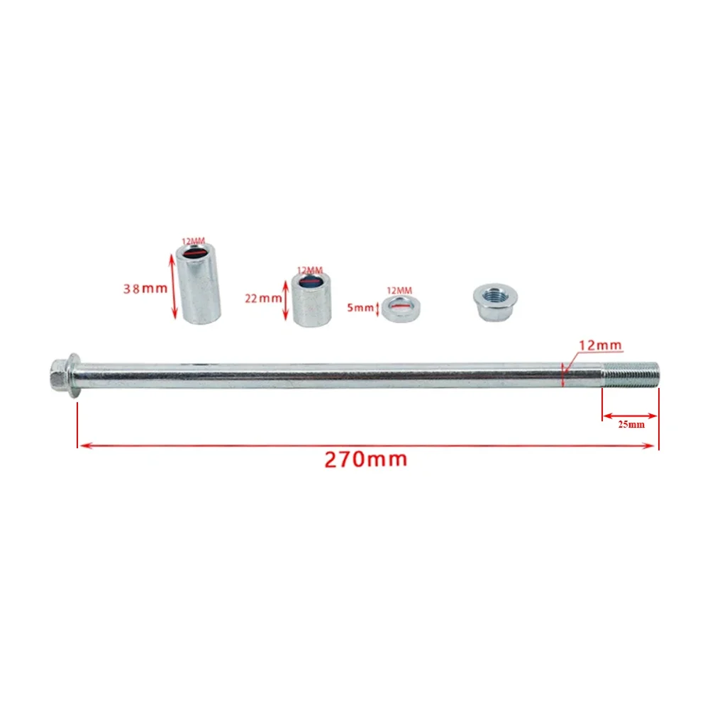 10 12mm 200mm / 245mm / 270mm + 3 Spacers Front Back Rear Axle for 70cc 90cc 125cc 140cc 200cc 250cc Pit Pro Trail Dirt Bike