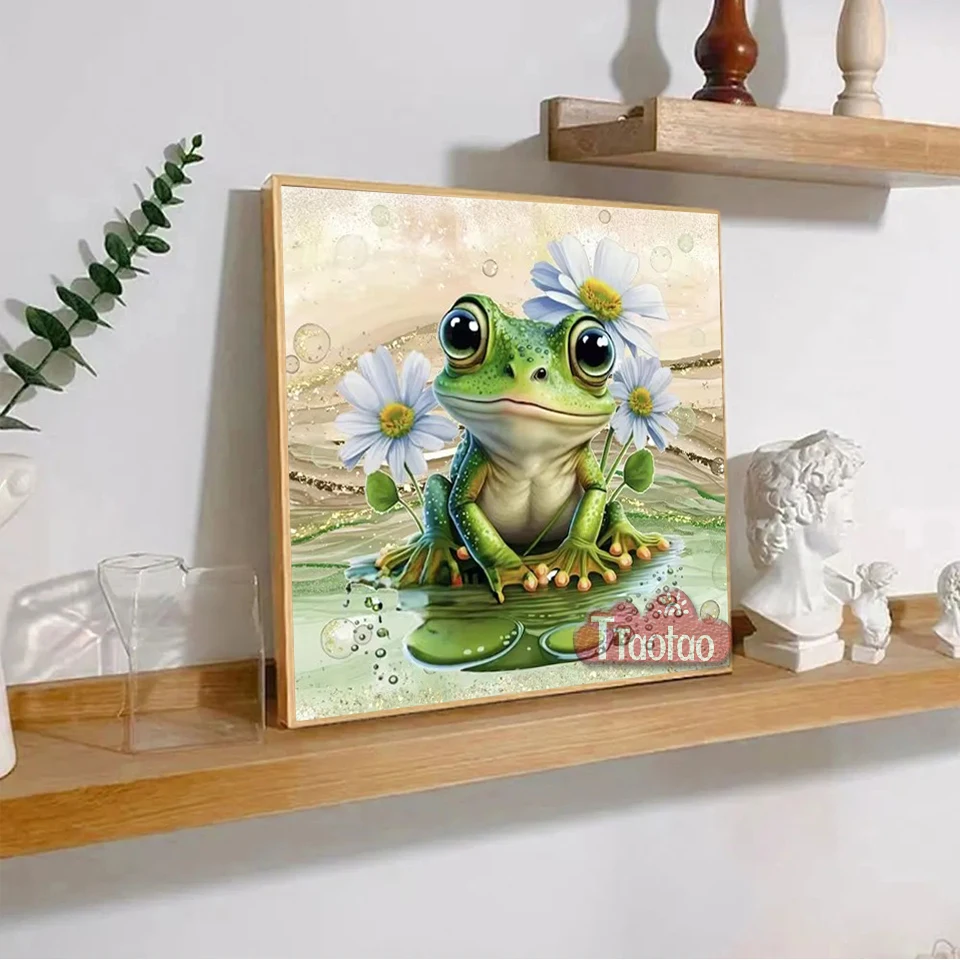 Cartoon Animal 5D DIY Full Square Round Mosaic Diamond Painting Pond Frog Flower Rhinestone Embroidery Home Art Decor Crafts