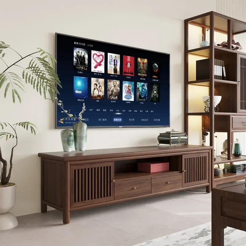 For Solid Wood TV Cabinet New Chinese Style Low Floor Console Simple Storage Locker for Living Room Home Furniture Hotel