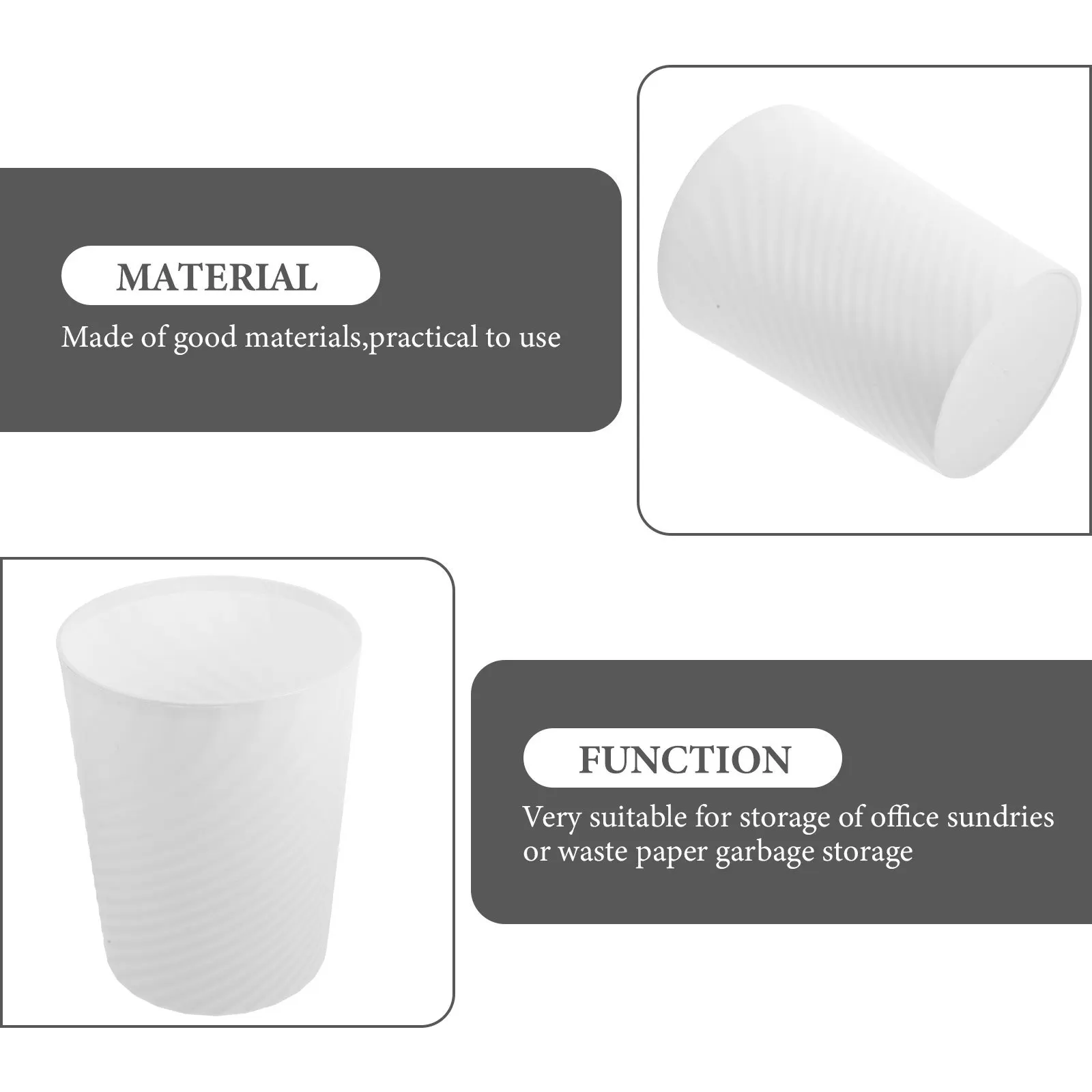 

2Pcs Round Lidless Trash Can Spacious Press Ring Fix Bag Practical Office Bedroom Bathroom Garbage Bin Household Waste Bucket