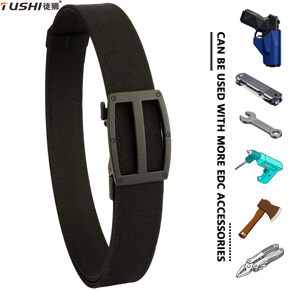 TUSHI, nuevo cinturón de varios tamaños para hombre, hebilla de Metal, cinturón táctico para trabajo al aire libre, herramientas para colgar, cinturones militares deportivos IPSC, accesorios