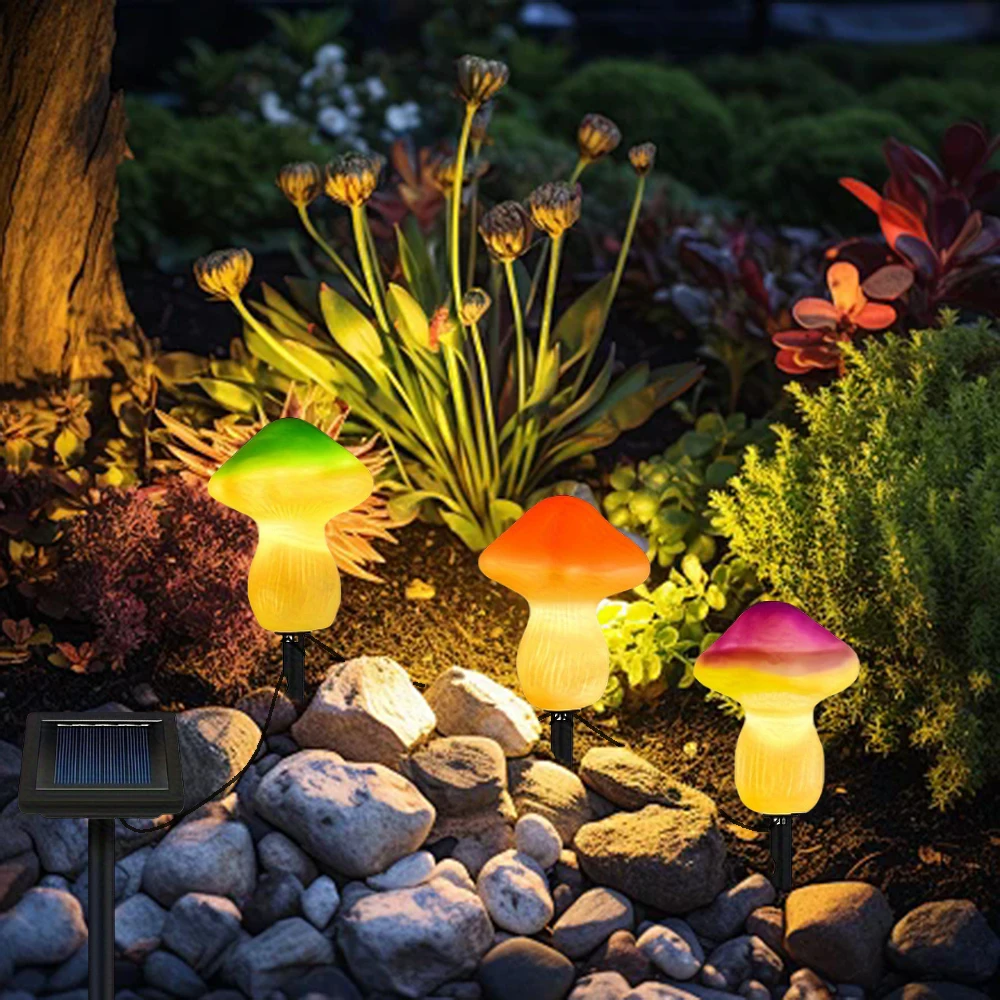 

Outdoor Solar Mushroom Lights, Set of 3 Mushroom Lights Solar Stake Lights Solar LED Mushroom Lamp Solar Garden Night Lights
