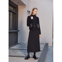 AP Women 2026 Autumn and Winter Denim V-neck Dress Knitting Cardigan Mock Neck Modal Shirt - Image 5