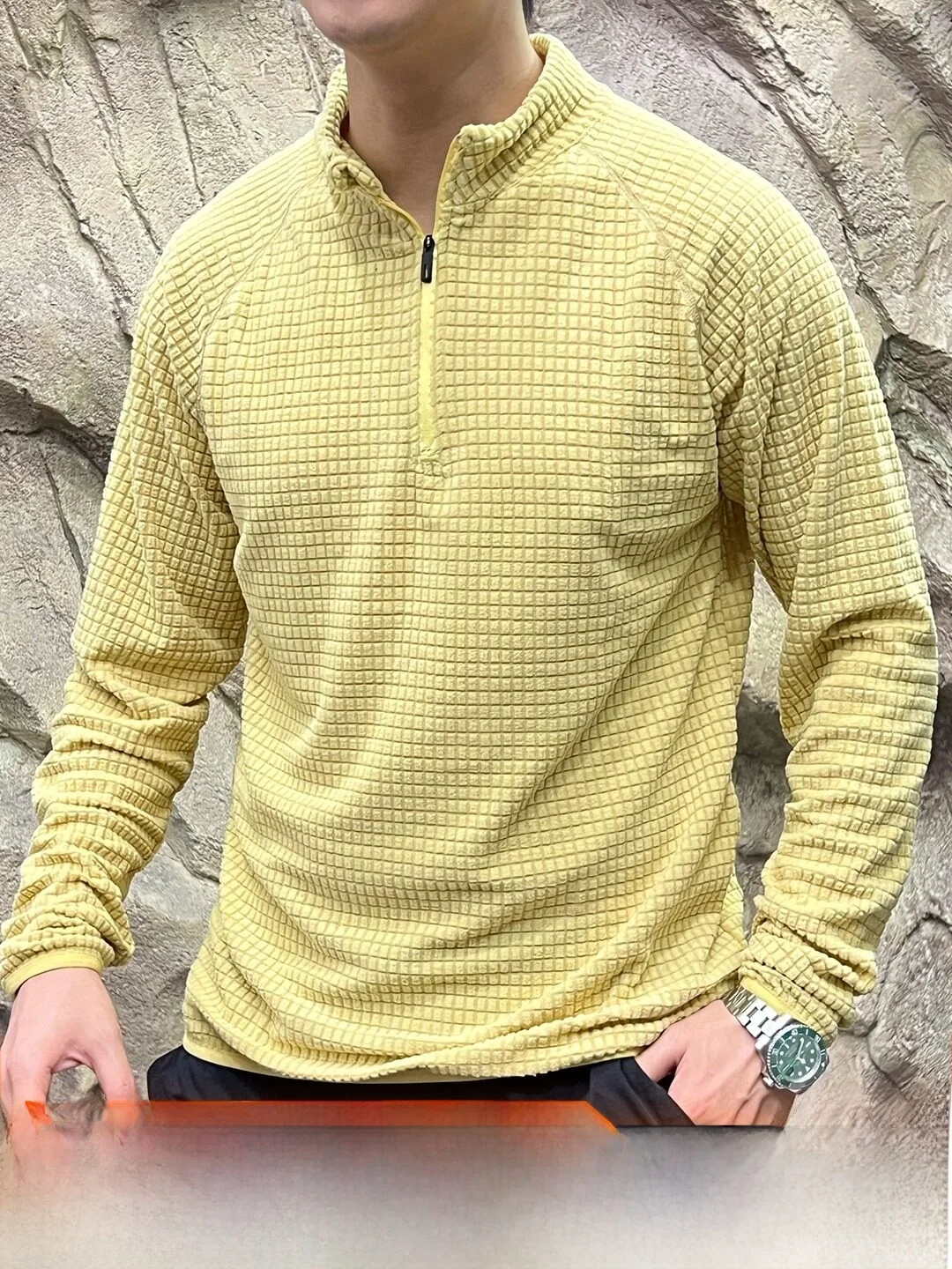 Outdoor Men's Long Sleeve Fleece-lined T-shirt Quick-drying Breathable Base Layer Block Velvet Autumn Heavyweight Push