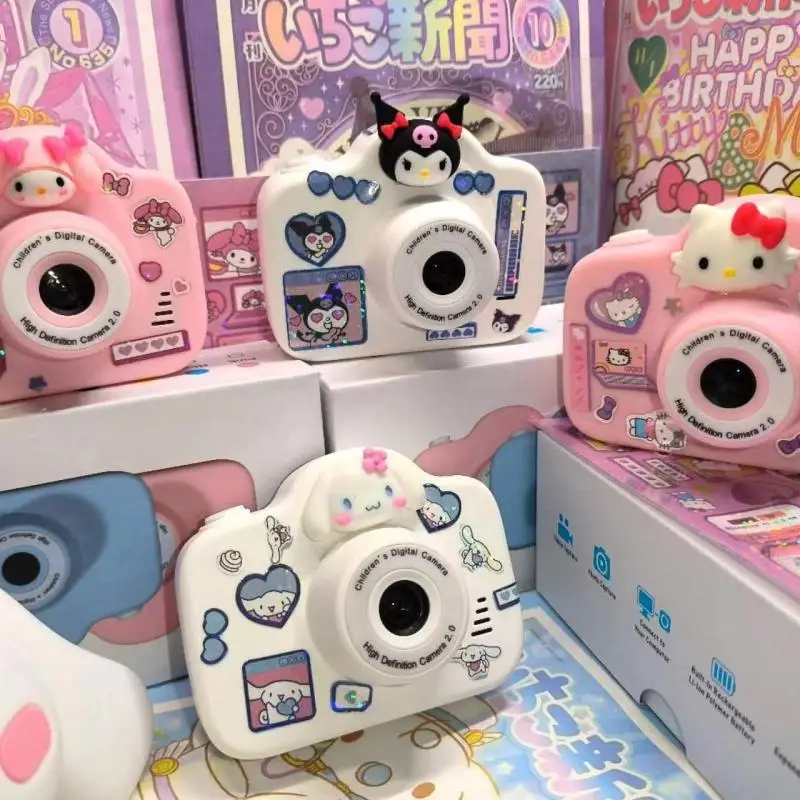 Sanrio Anime Figure Hello Kitty Children\'s Camera Gifts for Kids Kuromi 2000W Pixels Hd Camera Portable Connectable Cute Fashion