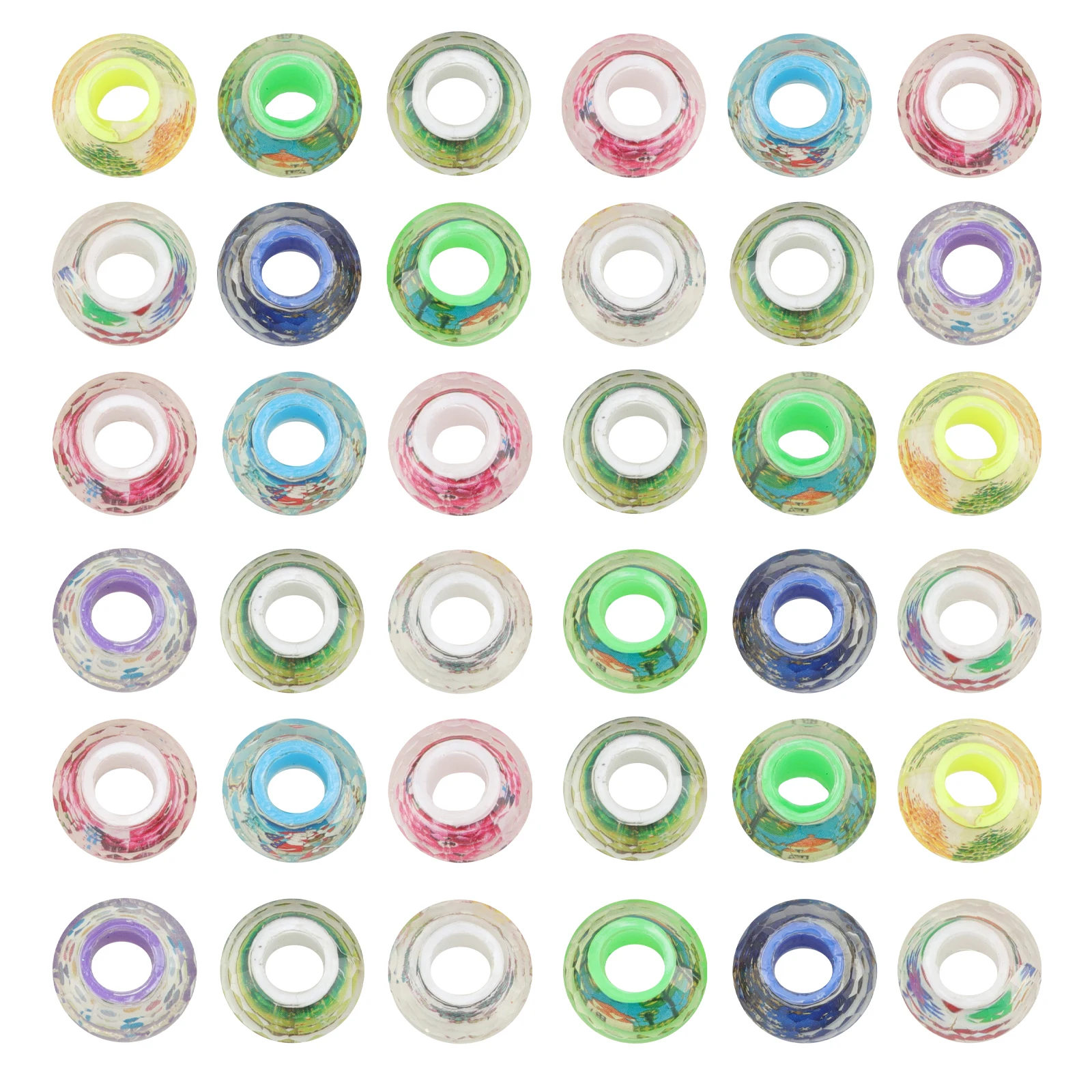 

100 Pcs Clay Beads Charms Glass Bracelet Accessories Large Hole Number DIY Handmade