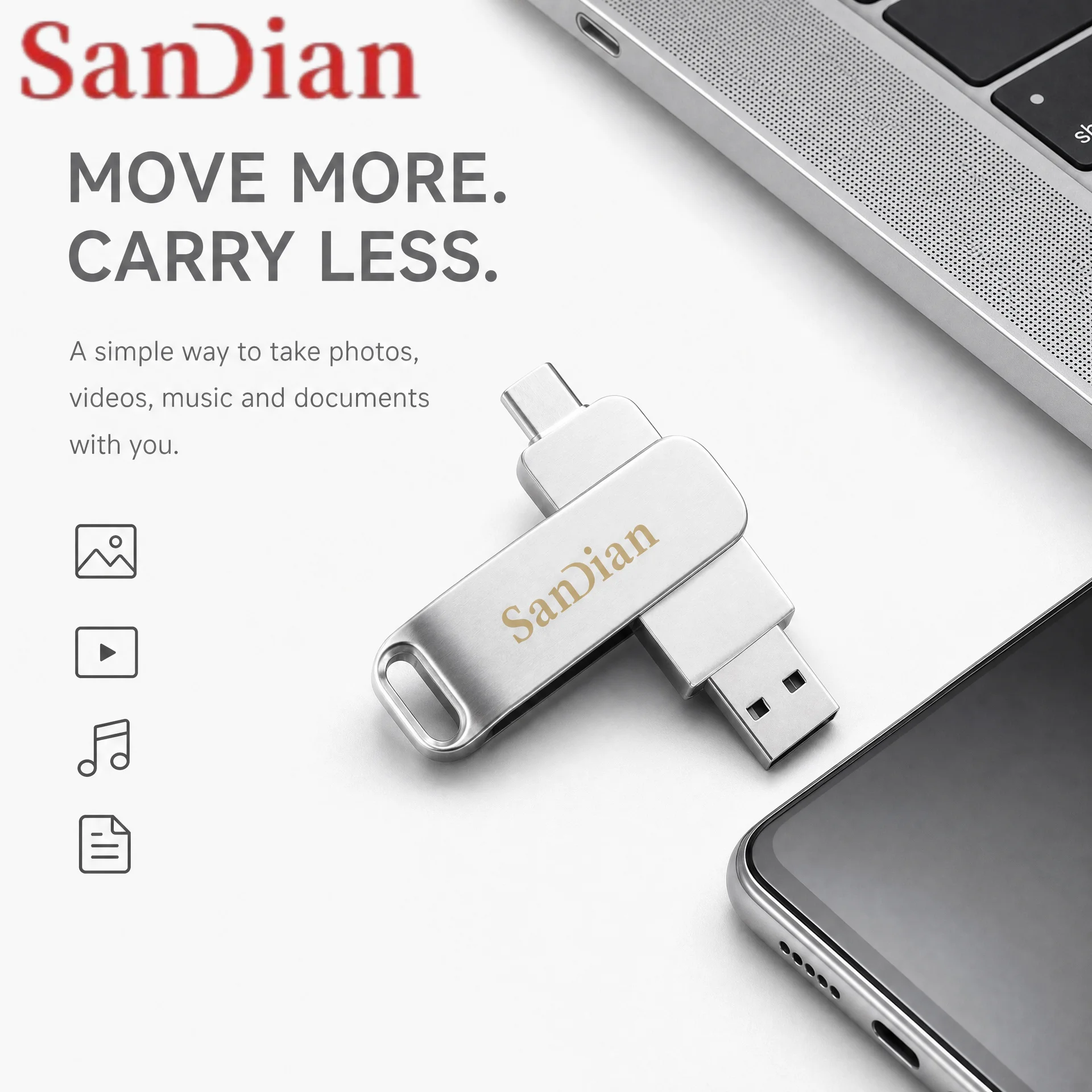 512GB USB 3.1 2 in 1 Flash Drive Dual USB-A USB-C High Speed Up to 150MB/s Metal Pendrive for Data Transfer Phone PC Laptop 2026