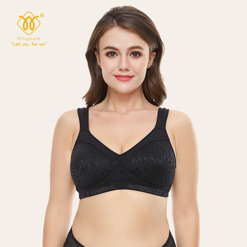 Wingslove Minimizer Bras For Women Full Coverage Plus Size Non-Padded Full Figure Wide Strap Comfortable Bralette Without Steel