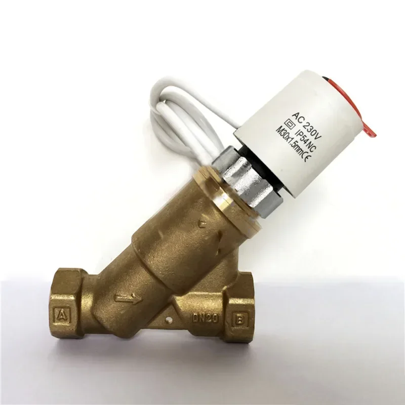 DN20/DN25 brass dynamic balancing electric two-way valve   fan coil temperature control in HAVC system  motorized control valve