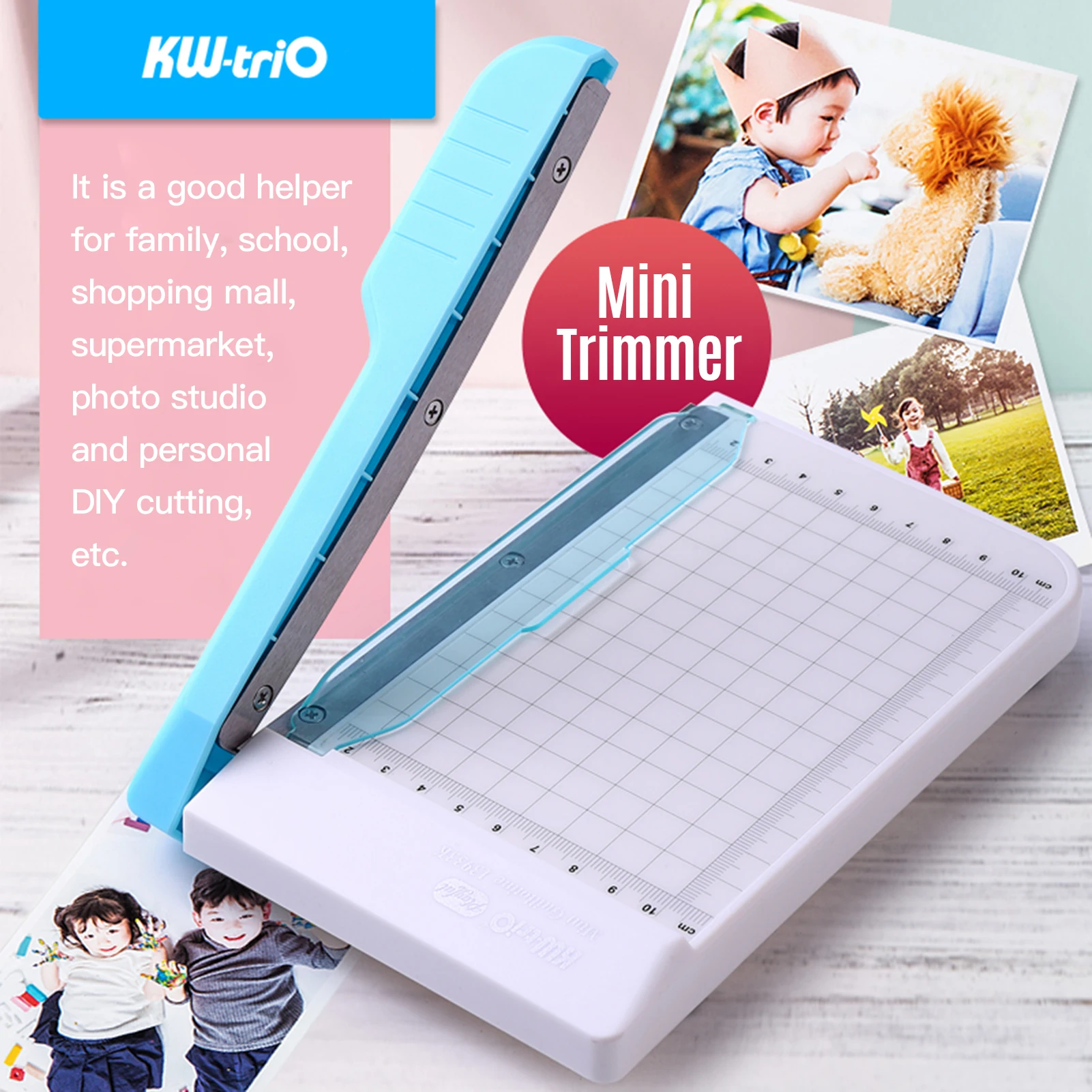 KW-trio MINI กระดาษ Trimmer 6 นิ้ว Guillotine เครื่องตัดกระดาษเครื่องตัดภาพ 10 แผ่นความจุกระดาษเครื่องตัด Grid Line