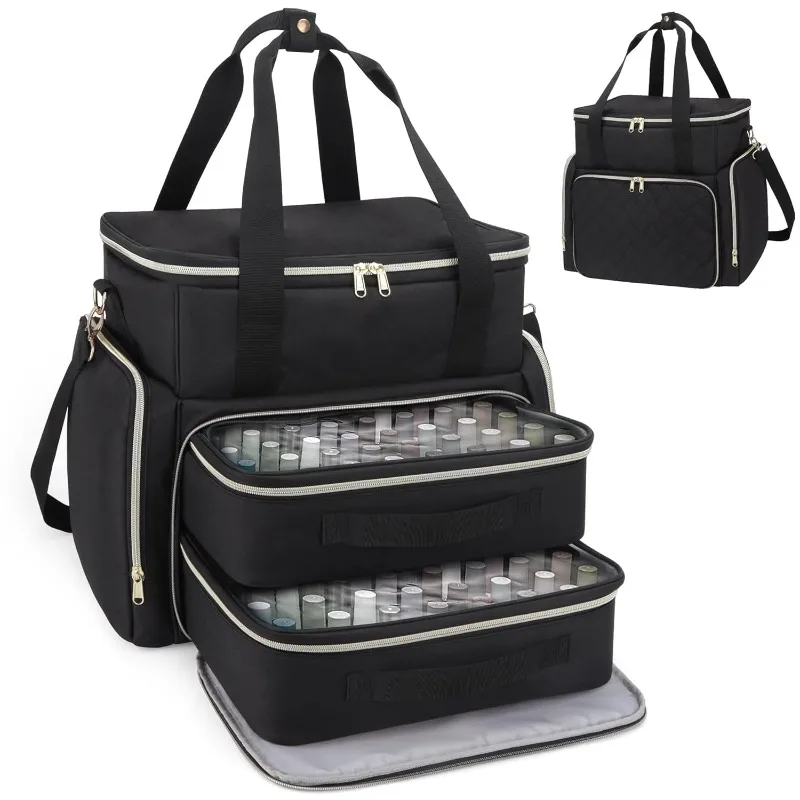 

Nail Polish Organizer Case Holds 96 Bottles (15ml/0.5 fl.oz) and a Nail Dryer,Gel Polish Case Bag with 2 Removable Pouches,Nail