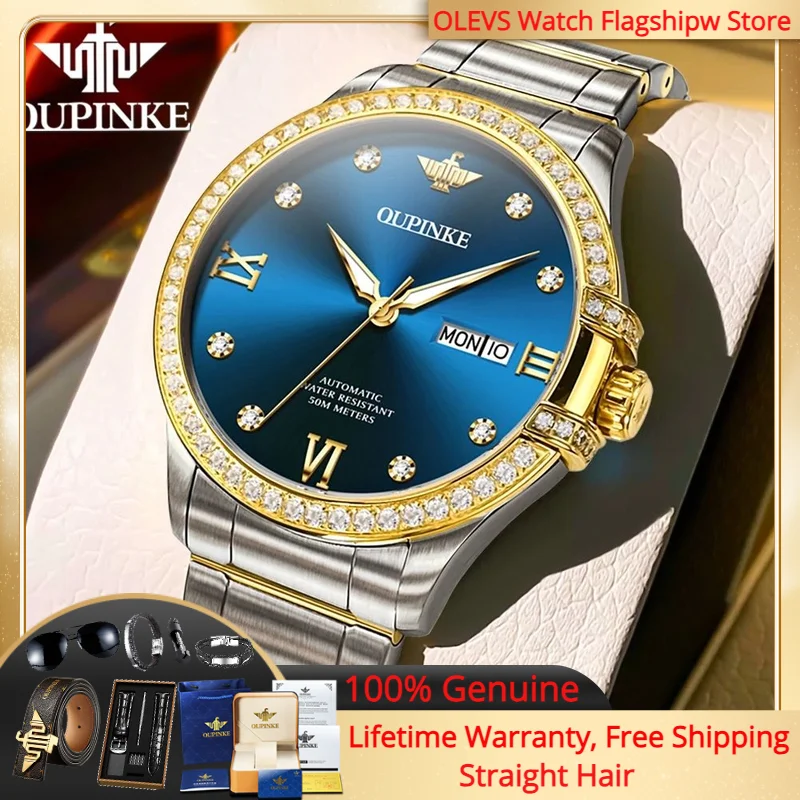 

OUPINKE 3195 Men Mechanical Watch Imported Movement Men Automatic Watch Luxury Calendar Sapphire Mirror Men Watch Birthday Gift