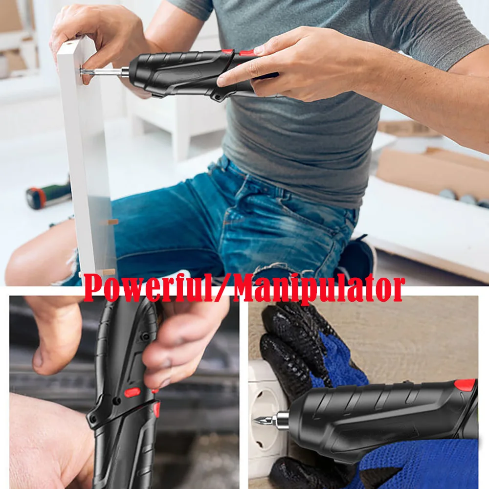 Electric Screwdriver Tool 3.6V Household Electric Screwdriver with LED Light Cordless Lithium Battery Utility Drill Hand Drills