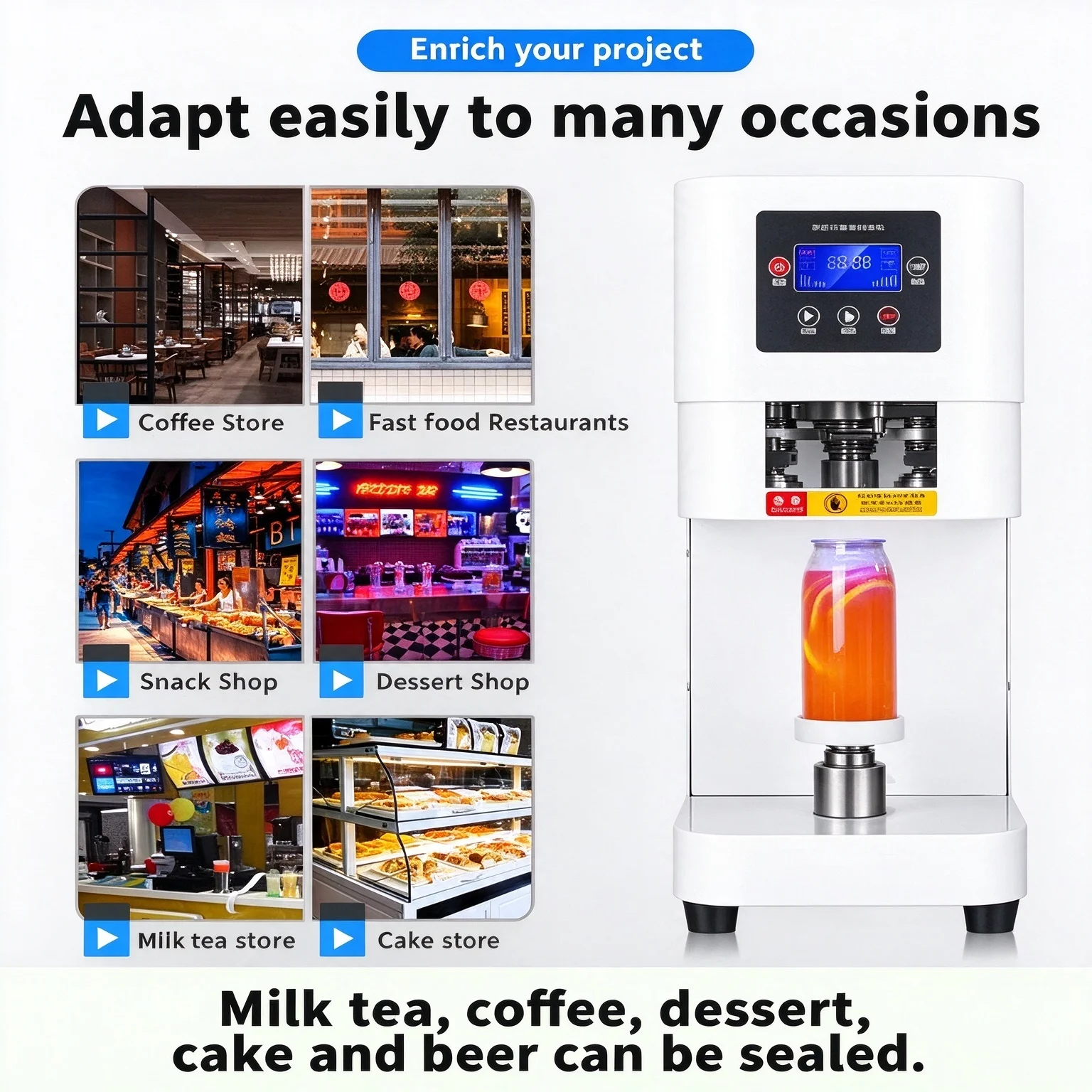 Coffee Tea With Milk - 회전식이 아닌 자동 캔 밀봉기로, 식품,
