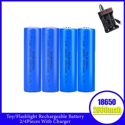 2000mah 18650 Rechargeable Battery With Charger 3.7V Li-ion Batteries For Electric Pointer Doorbell Flashlight Lithium Battery