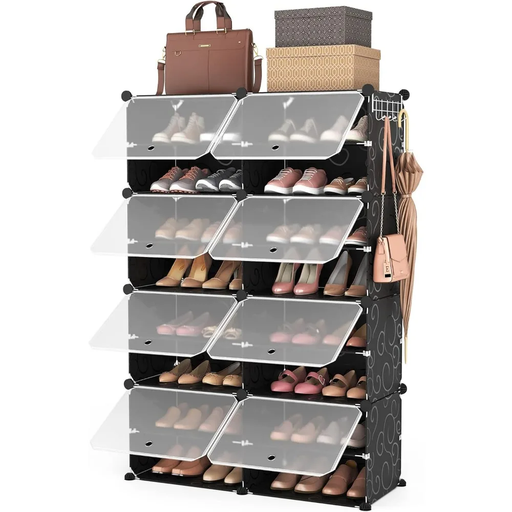 

Shoe Rack, Shoes Storage Cabinet with Doors, Portable Shoe Rack Shoe Closet for Entryway Bedroom Hallway