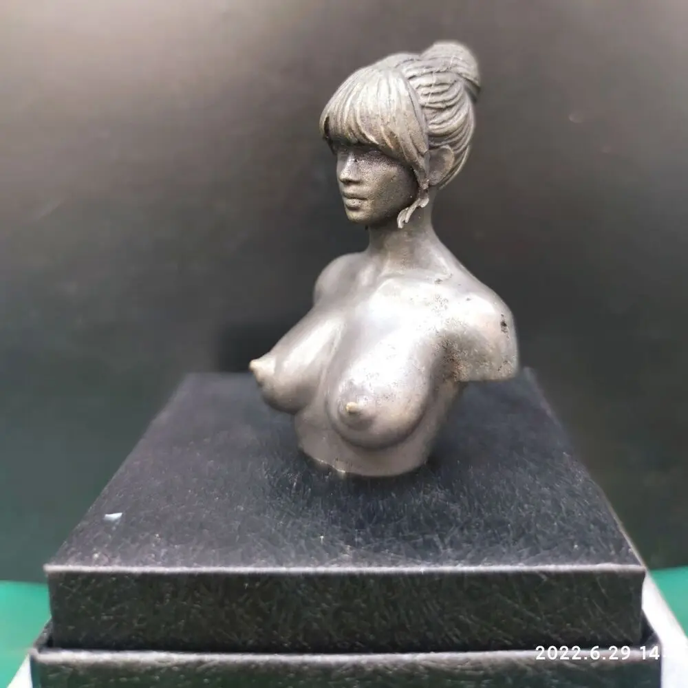 Black Pure Copper Beauty Plump Young Woman Naked Female Body Ornaments Statue