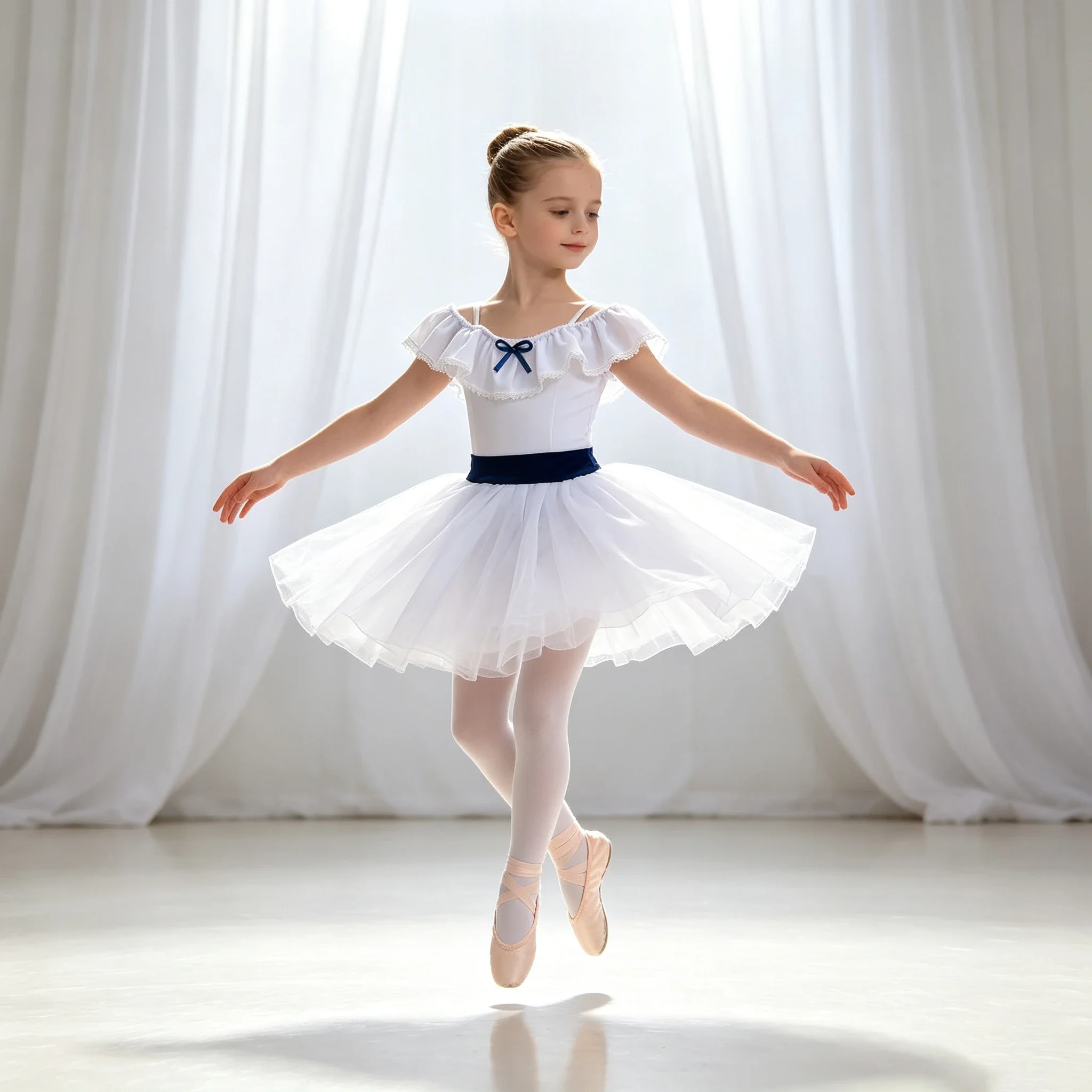 White Chiffon Ballet Tutu Skirt for Girls Women Classic Ballerina Dress for Dance Performance Costume Recital & Graduation