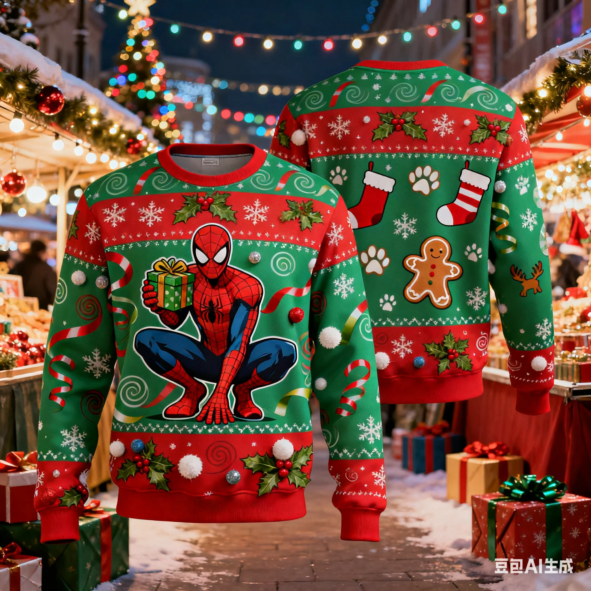 Spider-Man Sudadera navideña con estampado 3D para niños y adultos, ropa de calle de moda, jersey para otoño e invierno, moda informal