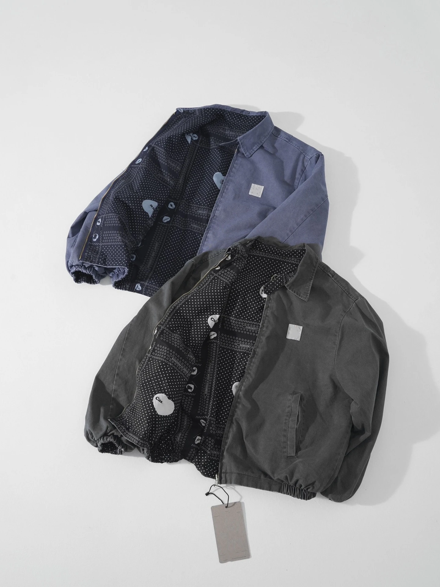 

Двусторонняя повседневная куртка-жакет с цветочным узором, рабочая одежда, цвет хаки, свободный крой, длинный рукав, застежка-молния