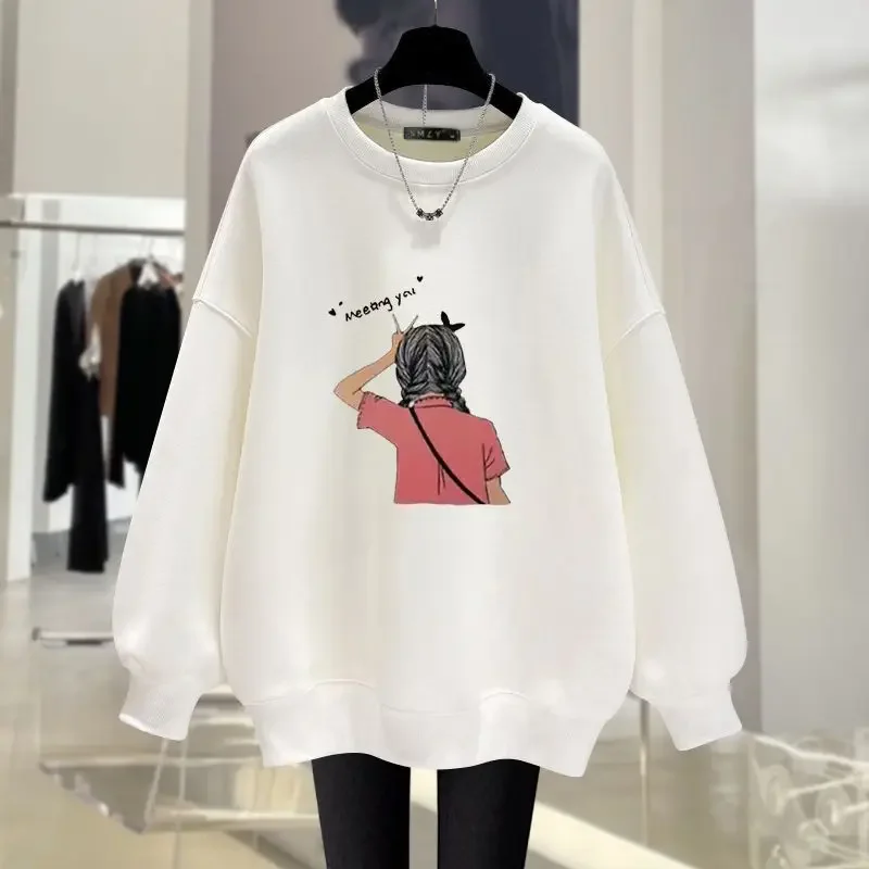 

Autumn Loose Fashion Printed Sweatshirts Women Clothing Vintage Sweet Long Sleeve Hoodies Casual O-neck Top Pullovers