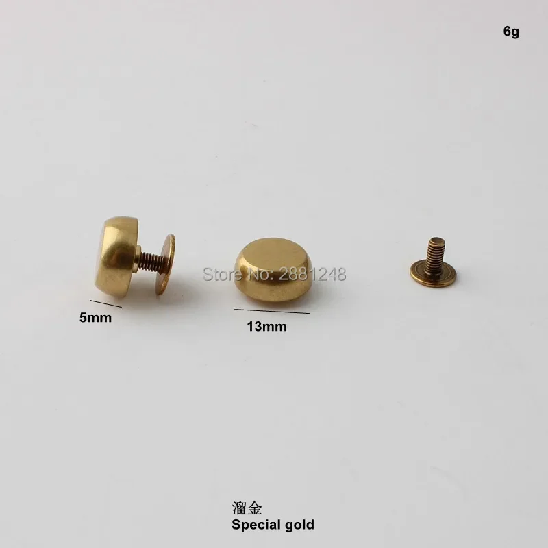 10/50pcs 13mm High quality binding screws nail rivets leather copper craft belt wallet solid screws dIY