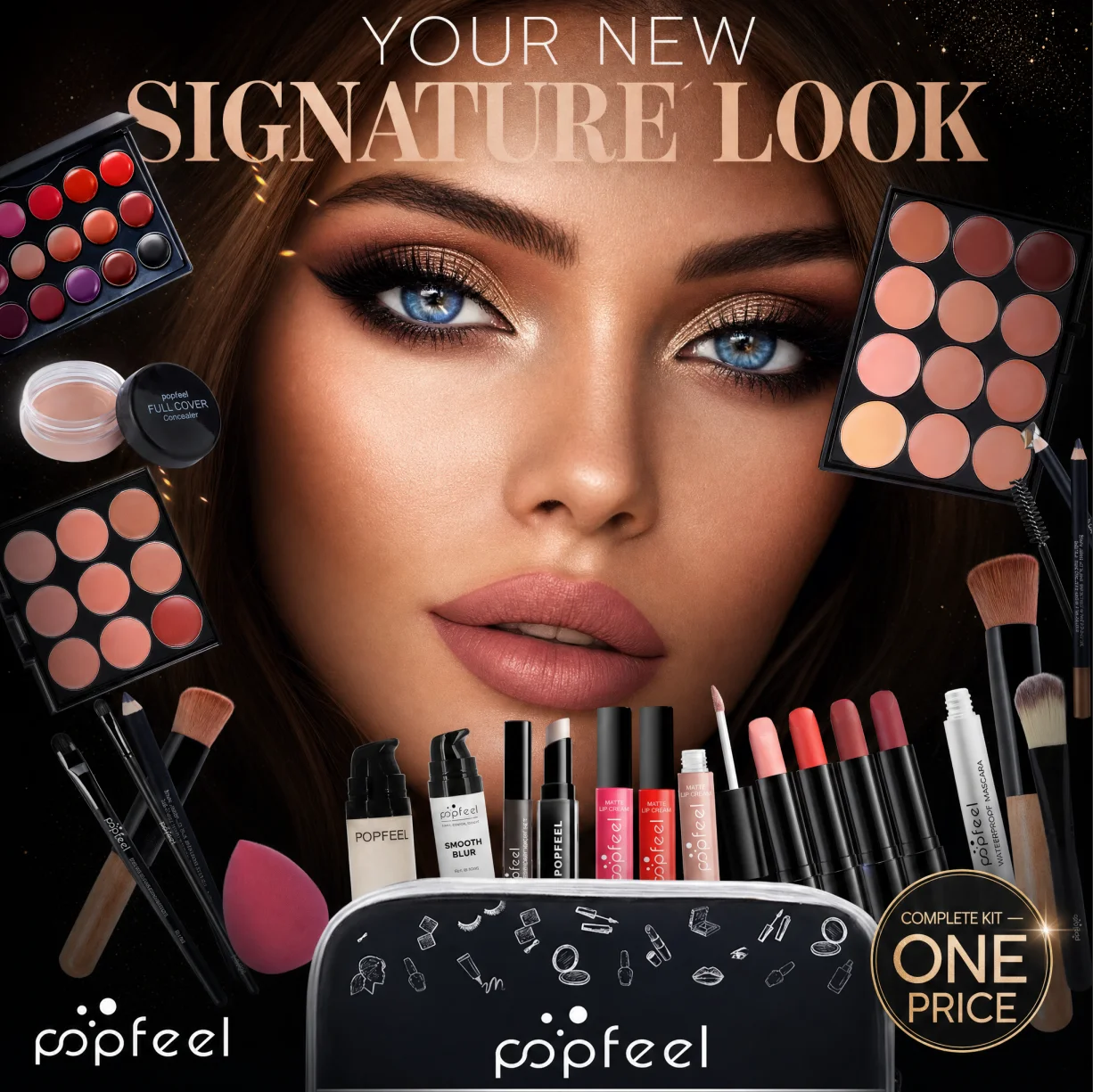 

POPFEEL Travel Portable Set, complete makeup collection, suitable for gifting or personal use, portable makeup set