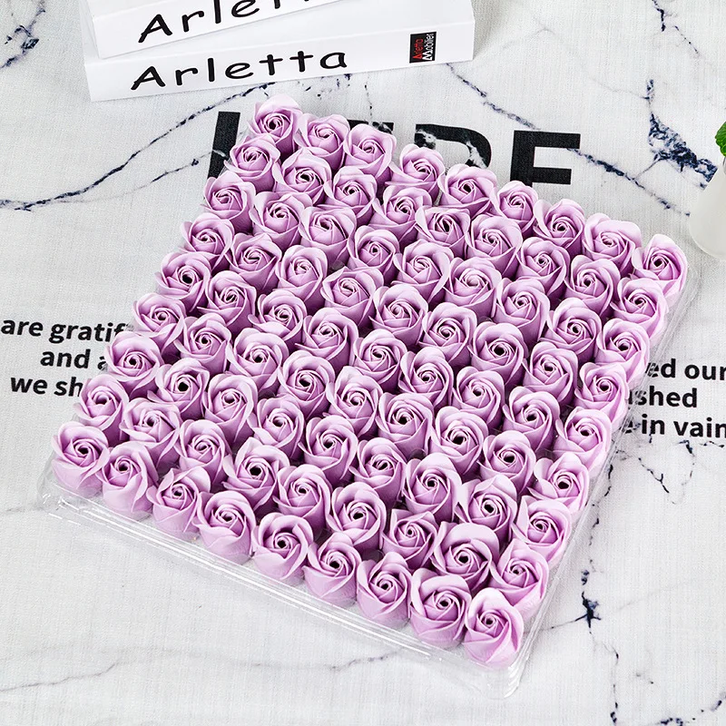 81Pcs/Set Soap Rose Flower Head Artificial Eternal Flower Box DIY Craft Wedding Bouquet Valentine\'s Day Gift Home Party Decor
